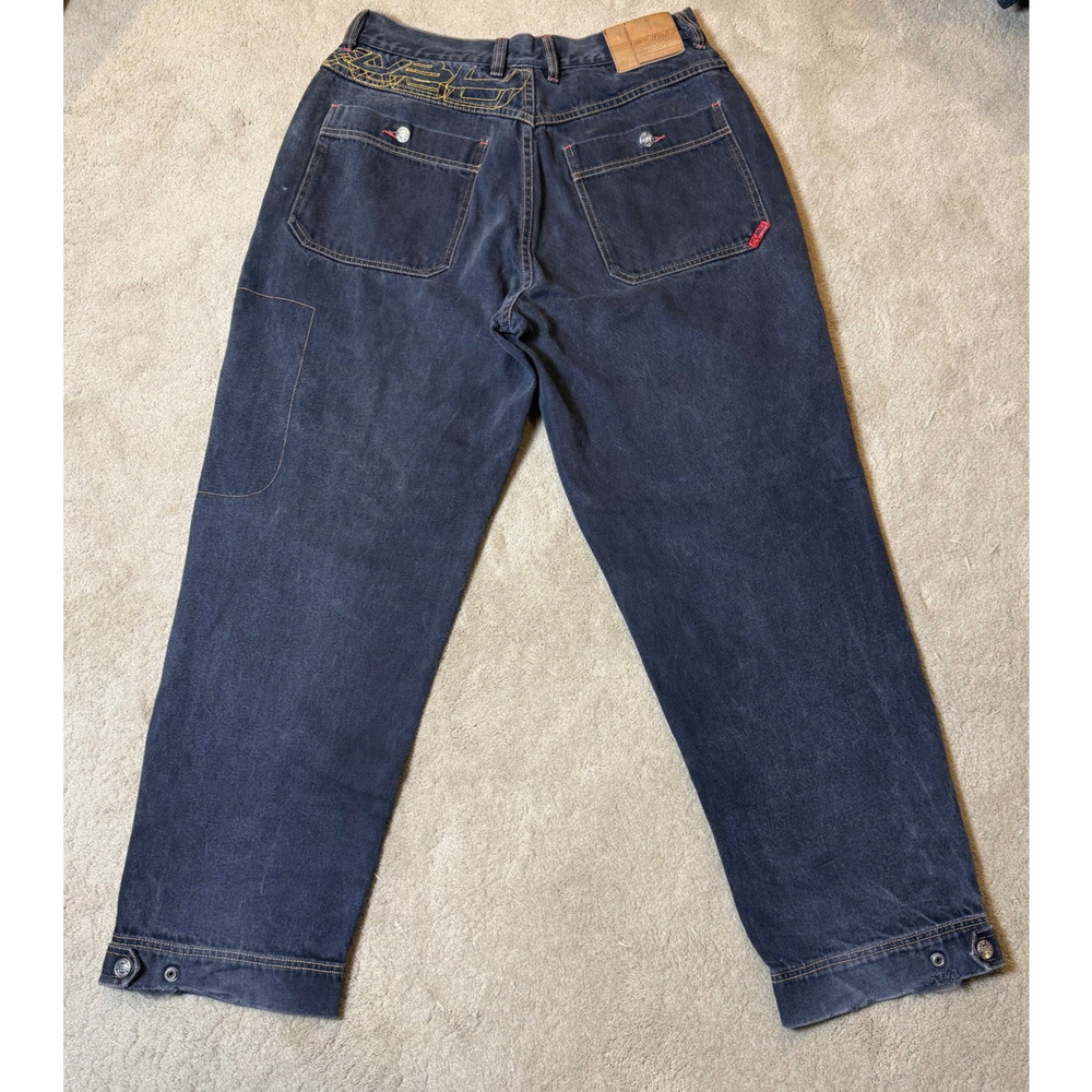 Vintage FUBU Jeans The Collection 36X31 Baggy Wide Leg Zip Snap Cuffs